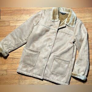 Faux Suede Shearling Lined Tan Jacket Medium/Small